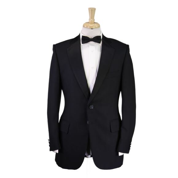 Saks Fifth Avenue Vintage Mens Black 2-Btn Tuxedo Dinner Jacket Blazer 38L - Picture 1 of 8